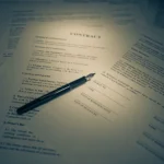 Documento de contrato de seguro siendo firmado en un despacho