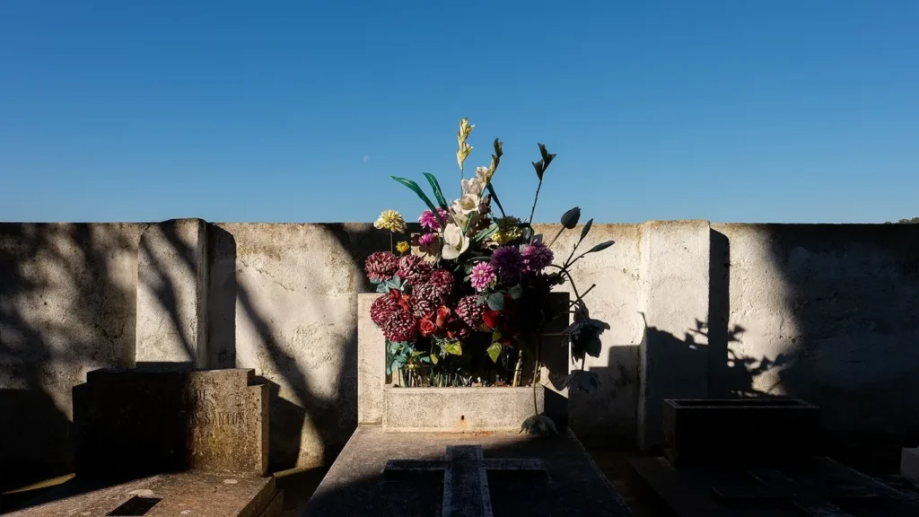 Sepulcro con flores en un cementerio: cuánto cuesta un entierro y si compensa un seguro de decesos